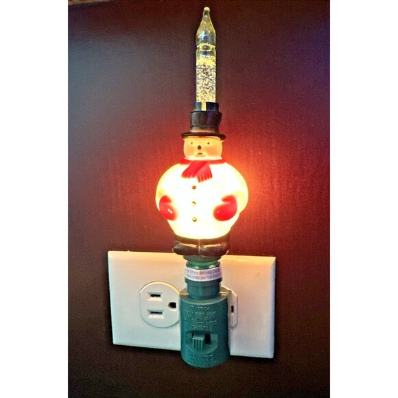 Rare Midwest Of Cannon Falls Christmas Snowman Bubble Lites Glitter Night Light - Picture 3 of 16